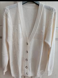 Cardigan donna a maglia decorata con perline - Mad