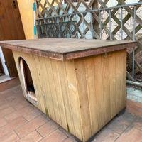 Cuccia casetta per cani in legno + imbottitura