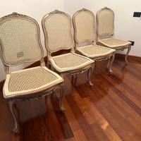 Set 4 sedie legno e canne stile Luigi XV anni 50