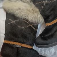 tecnica stivali neve vintage rare fur pelo lungo 