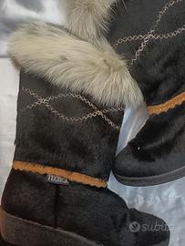 tecnica stivali neve vintage rare fur pelo lungo 