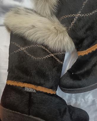 tecnica stivali neve vintage rare fur pelo lungo 