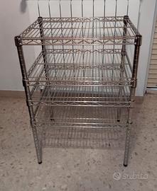 Scaffale a 4 piani in acciaio cromato