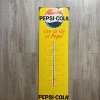 Termometro pubblicitario d'epoca in metallo Pepsi 