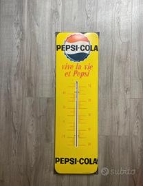 Termometro pubblicitario d'epoca in metallo Pepsi 