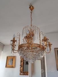 Lampadario ottone e cristalli 6 luci – elegante