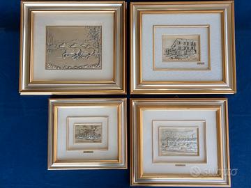 Lotto 4 incisioni lamina d'argento, Bari