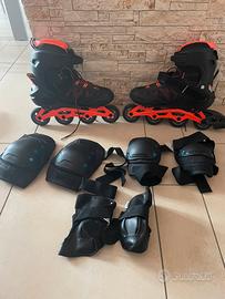 Pattini in linea 4 rotelle + protezioni