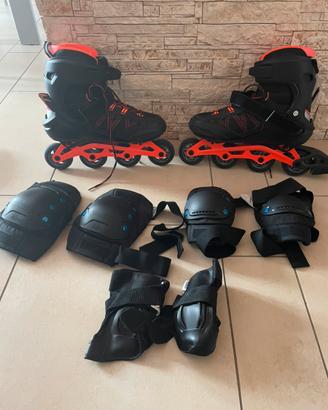 Pattini in linea 4 rotelle + protezioni