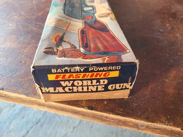Tin Toy World Machine Gun con scatola originale