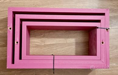 Set 3 Mensole rettangolari da parete, colore fucsi