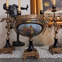 Trittico porcellana cachepot sèvres e candelabri 