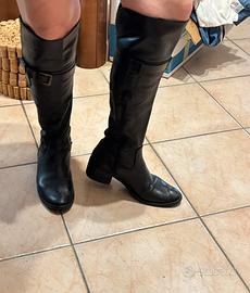 Stivali alti pelle nera made in italy