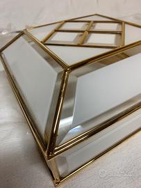 Plafoniera bianca e ottone vintag