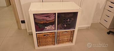 Mobile IKEA KALLAX 4 spazi - Bianco con cesti