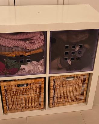 Mobile IKEA KALLAX 4 spazi - Bianco con cesti