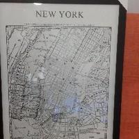 Quadro vintage vecchia mappa new york