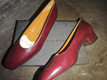 scarpe décolleté in pelle bordeaux nuove 39 1/2