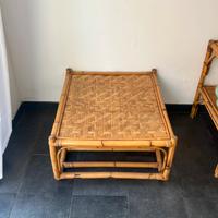 Tavolino in bambù e rattan vintage