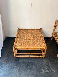 Tavolino in bambù e rattan vintage