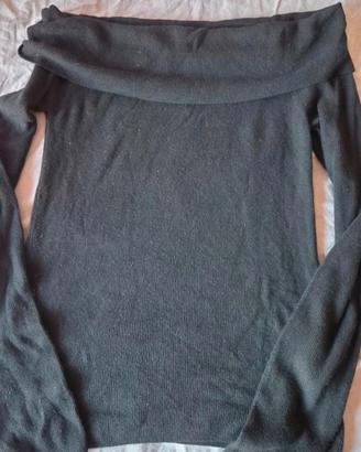 maglione L nero con scollo a barca