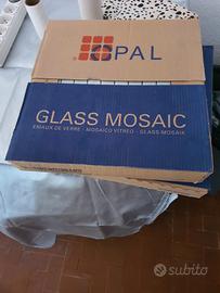 Piastrelle mosaico su rete - pasta di vetro bianco