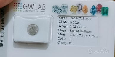 Diamante Naturale 2.02 ct-certificato e sigillato