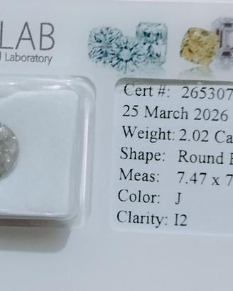 Diamante Naturale 2.02 ct-certificato e sigillato