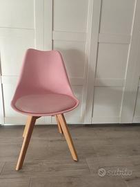 4 sedie per tavolo da pranzo rosa, design nordico
