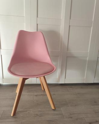 4 sedie per tavolo da pranzo rosa, design nordico