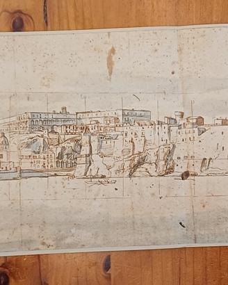 Antica stampa Sant'Elmo e Pizzofalcone