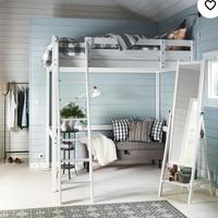 Letto a soppalco 1 piazza e mezza pino mordente bi