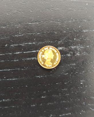 Elisabetta II fiocco:monetina d'oro originale 1 cm