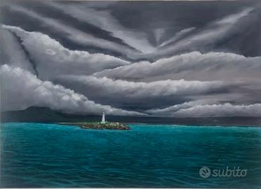 Quadro mare con faro