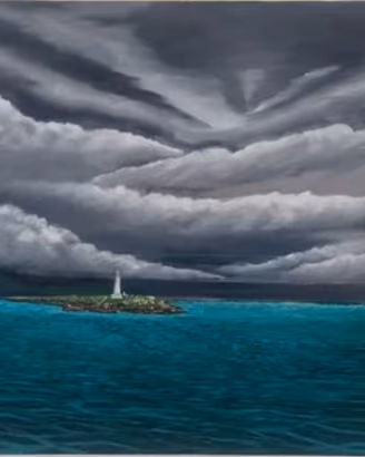 Quadro mare con faro