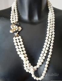 Collana Vintage Statement - 3 Fili di Perle