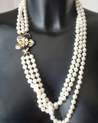 Collana Vintage Statement - 3 Fili di Perle