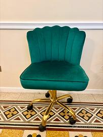 Sedia girevole con rotelle verde