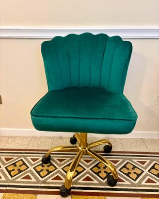 Sedia girevole con rotelle verde