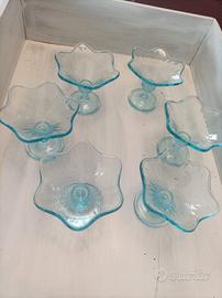 Coppe Gelato retrò in  vetro turchese 