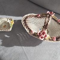 coppia di cestini stile capodimonte