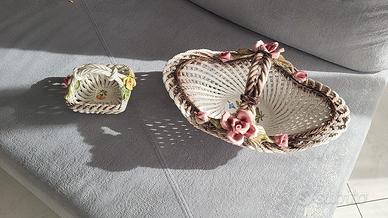 coppia di cestini stile capodimonte