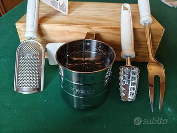 Set 4 utensili da cucina, inox, marca “Pedrini”