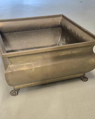 Grande Portavaso  Cachepot in ottone zampe anni 70