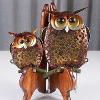 Appendino da parete artigianale gufetti in metallo