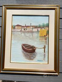 Quadro con barca ormeggiata Salvalio1991
