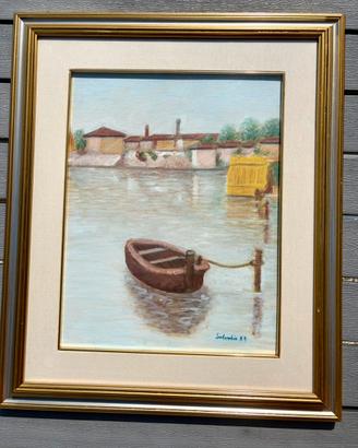 Quadro con barca ormeggiata Salvalio1991