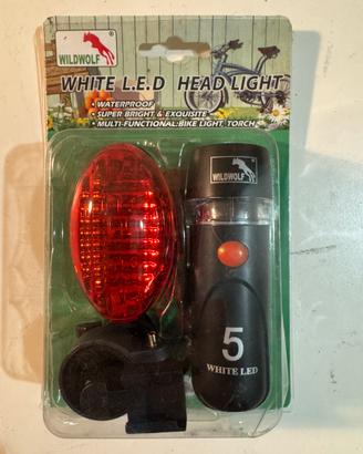 Kit luci led anteriore e posteriore per bici