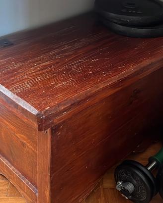 Coppia Comodini Cassapanca Legno Massello 63cm