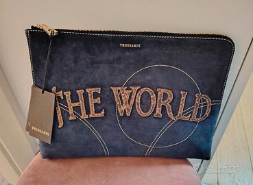 Pochette Trussardi Elite “The World” blu – NUOVA